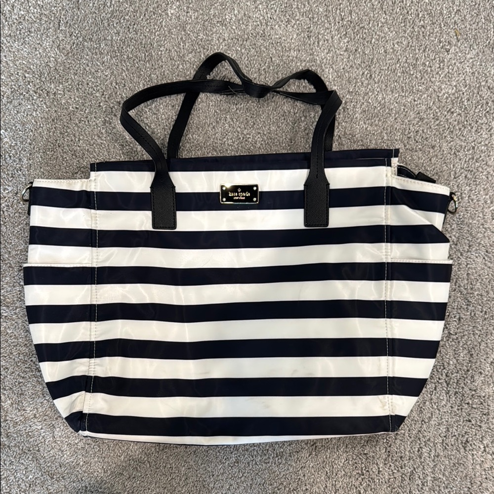 Kate Spade Navy Blue and White Striped Tote Bag